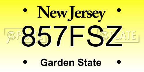 857FSZ New Jersey License Plate