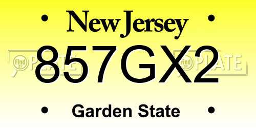 857GX2 New Jersey License Plate