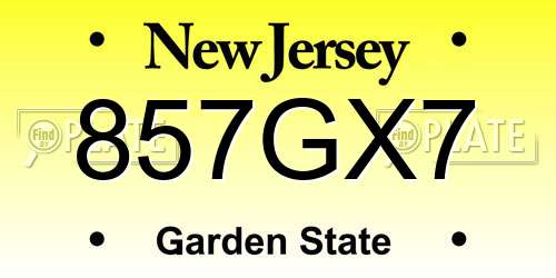 857GX7 New Jersey License Plate