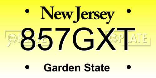 857GXT New Jersey License Plate