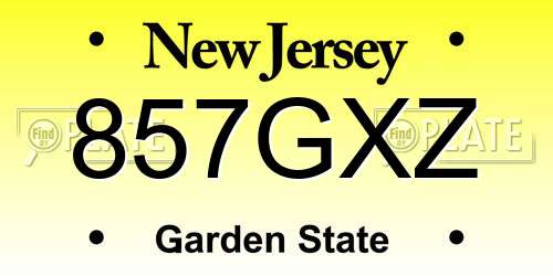 857GXZ New Jersey License Plate