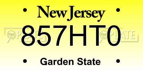 857HT0 New Jersey License Plate
