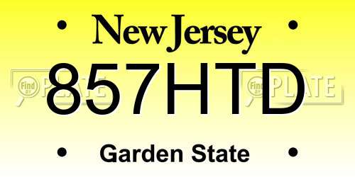 857HTD New Jersey License Plate