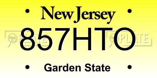 857HTO New Jersey License Plate