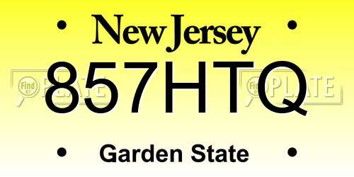 857HTQ New Jersey License Plate