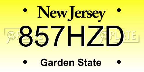 857HZD New Jersey License Plate