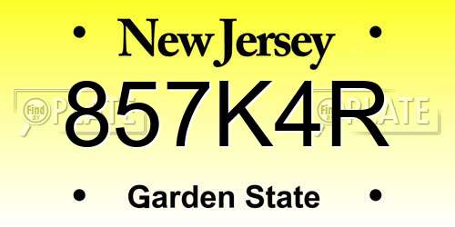 857K4R New Jersey License Plate