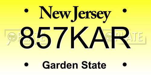 857KAR New Jersey License Plate