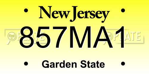 857MA1 New Jersey License Plate