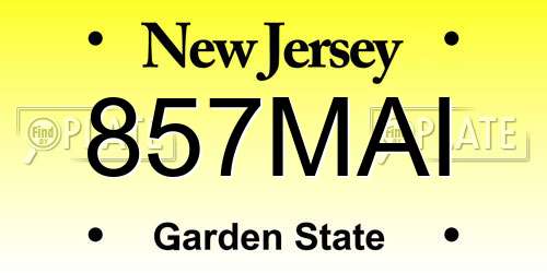 857MAI New Jersey License Plate