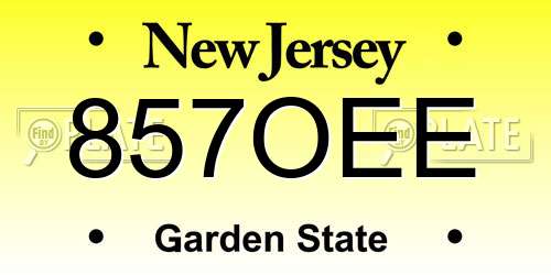 857OEE New Jersey License Plate