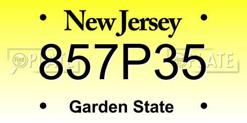 857P35 New Jersey License Plate