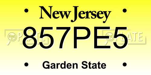 857PE5 New Jersey License Plate