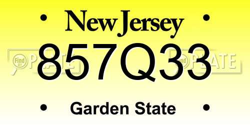 857Q33 New Jersey License Plate