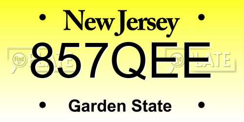 857QEE New Jersey License Plate