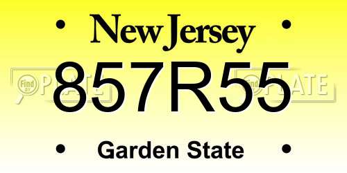 857R55 New Jersey License Plate
