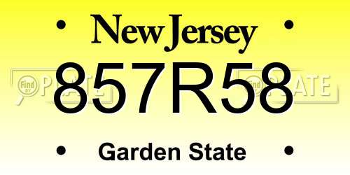 857R58 New Jersey License Plate