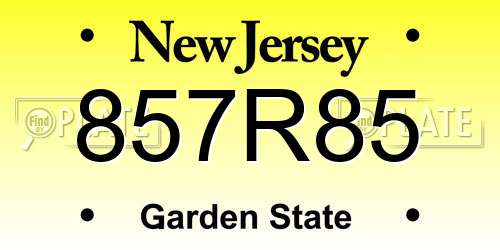857R85 New Jersey License Plate