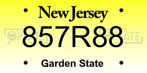 857R88 New Jersey License Plate