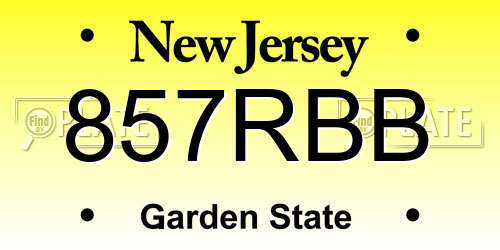 857RBB New Jersey License Plate