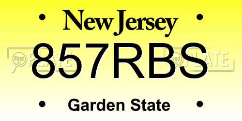 857RBS New Jersey License Plate