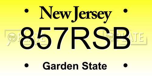 857RSB New Jersey License Plate