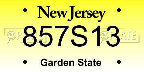 857S13 New Jersey License Plate