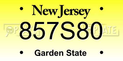 857S80 New Jersey License Plate