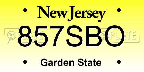 857SBO New Jersey License Plate