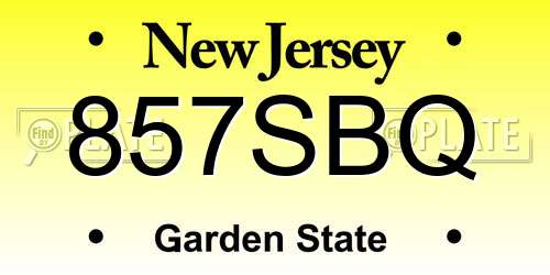 857SBQ New Jersey License Plate