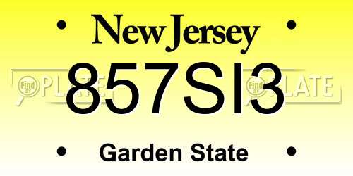 857SI3 New Jersey License Plate