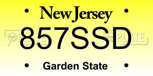 857SSD New Jersey License Plate