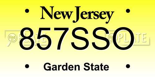 857SSO New Jersey License Plate