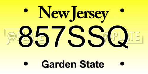 857SSQ New Jersey License Plate
