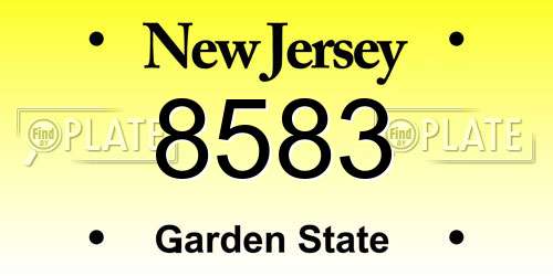 8583 New Jersey License Plate