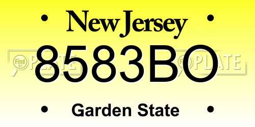 8583BO New Jersey License Plate