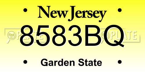 8583BQ New Jersey License Plate