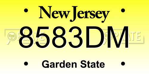 8583DM New Jersey License Plate