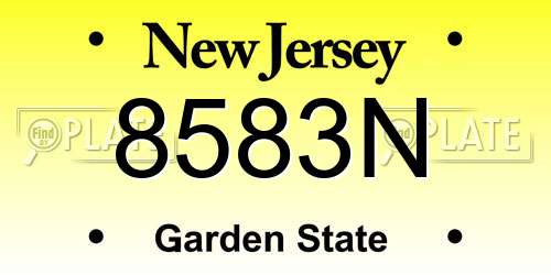 8583N New Jersey License Plate