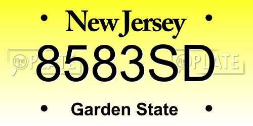 8583SD New Jersey License Plate