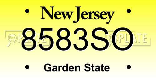 8583SO New Jersey License Plate