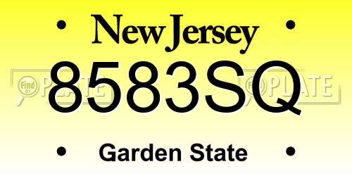8583SQ New Jersey License Plate