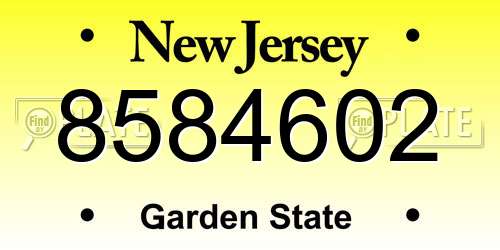 8584602 New Jersey License Plate