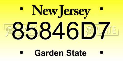85846D7 New Jersey License Plate