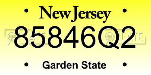 85846Q2 New Jersey License Plate
