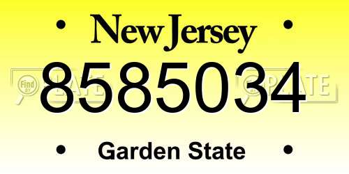 8585034 New Jersey License Plate