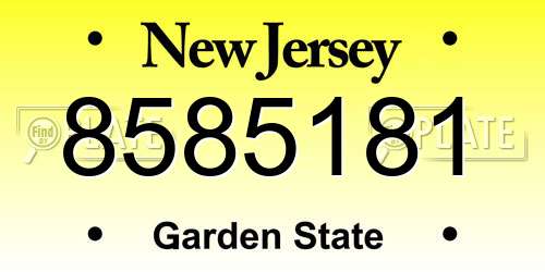 8585181 New Jersey License Plate