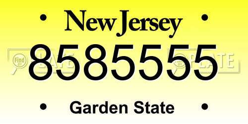 8585555 New Jersey License Plate