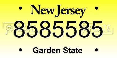 8585585 New Jersey License Plate