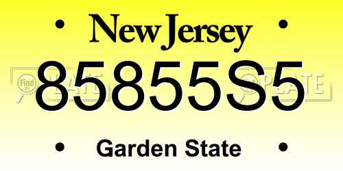 85855S5 New Jersey License Plate